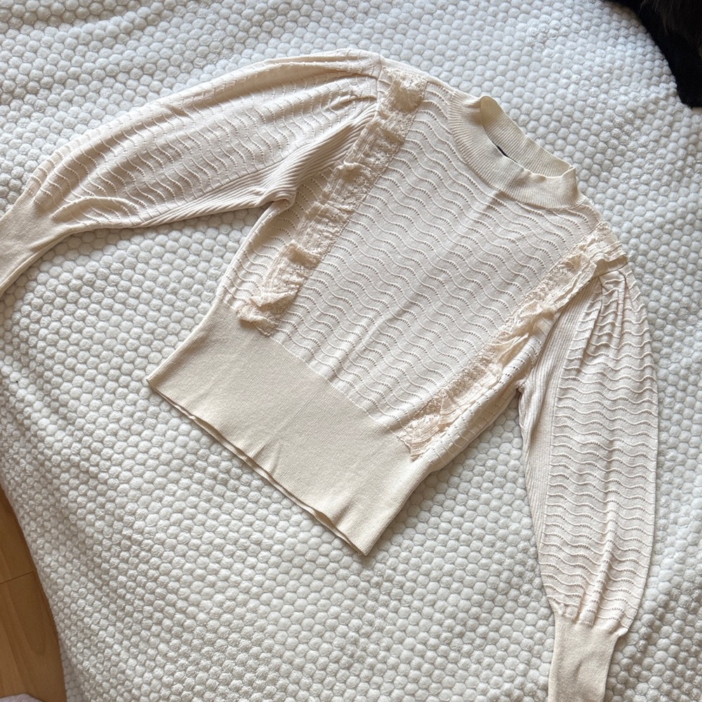 VENUS Cream Textured Women's Blouse
